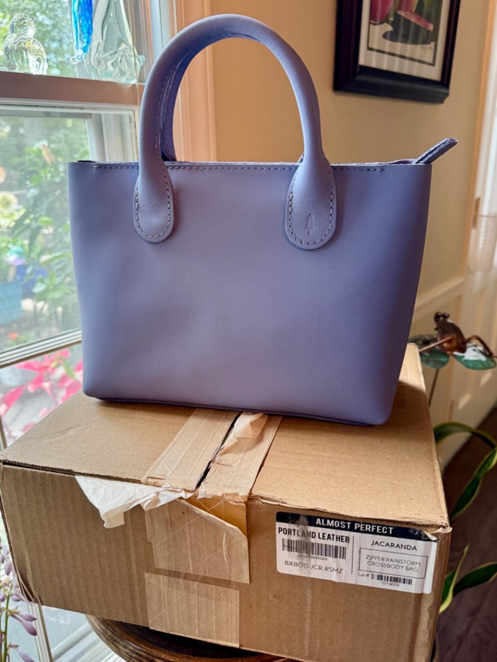 Portland Leather Perwinkle Purse Large Raindrop/Rainstorm Zip - Picture 6 of 7